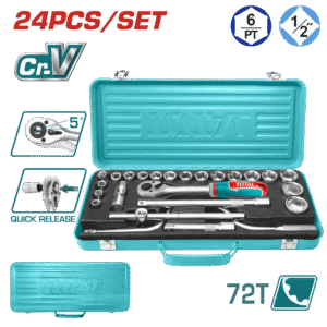 Ratchet de 1/2" con Juego de Dados - 24 piezas