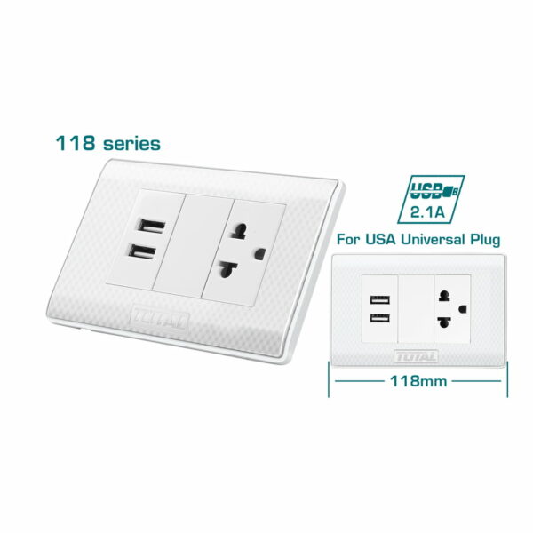 Tomacorriente Universal con 2 Puertos USB 16V
