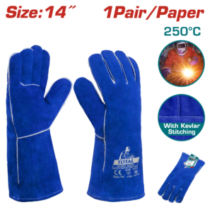 Guantes de Soldador 14" Cuero Azul grado AB