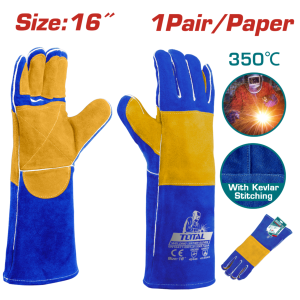 Guantes de Soldador 16" Cuero  Grado AB