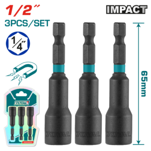Juego de Portapunta Magnenicas de Impacto 1/2" 65mm 3 Pzas