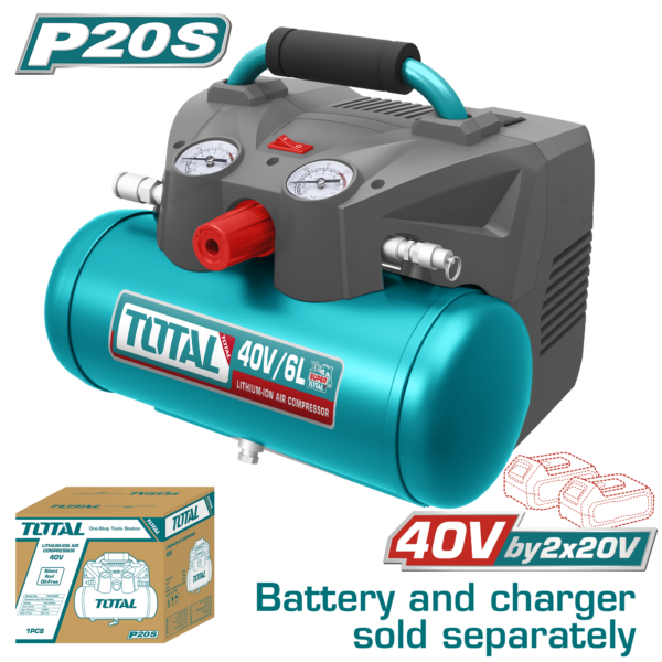 Compresor de Aire Inalámbrico 20Vx2(40V) 6Lts 120 PSI