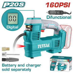 Compresor de Aire Automático Inalámbrico 20V 160 PSI/11 bar
