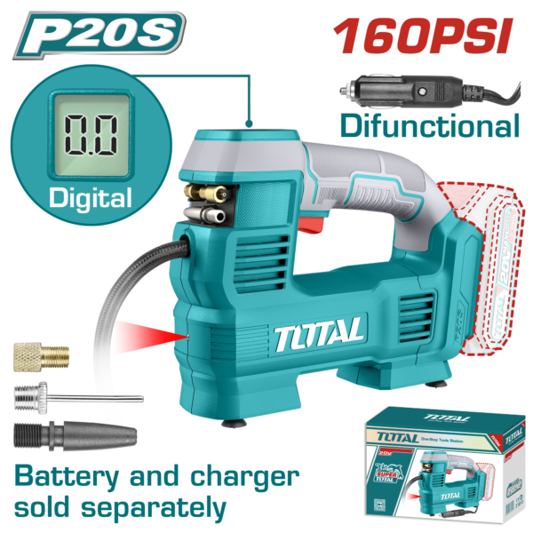 Compresor de Aire Automático Inalámbrico 20V 160 PSI/11 bar