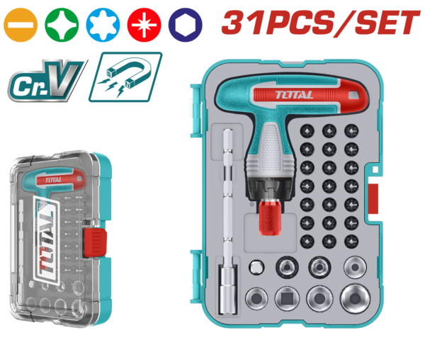 Juego de Destornilladores con llave mango T  31 pzas