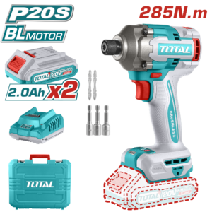 Juego de Taladro de Impacto Inalámbrico de 1/4" 285Nm 20V con 2 Baterias y 1 Cargador