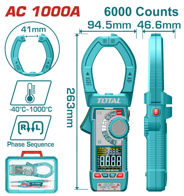 Tester Multimetro AC Digital 6000 cuentas 1000A