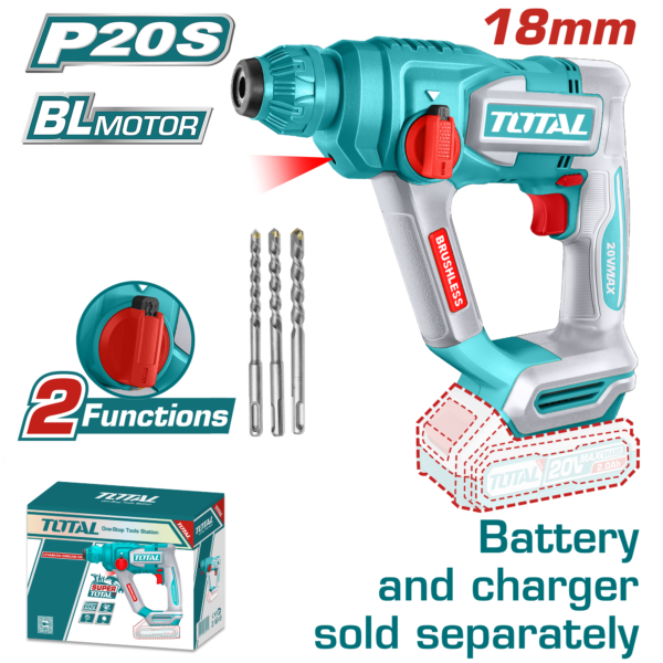 Rotomartillo Inalámbrico 20V 1.8J 0-850 rpm