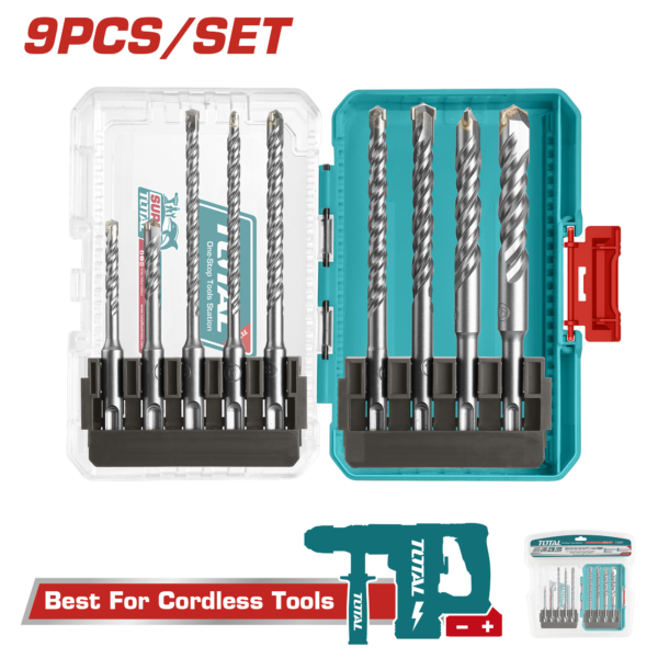 Juego de Brocas para Taladro de Impacto SDS Plus 9pzas