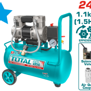 Compresor de aire 110V , 60 HZ, 1100W (1.5HP) 3400 rpm, cap: 24L